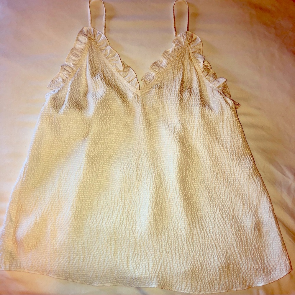 REBECCA TAYLOR Hammered Silk Ruffled Cami - XS